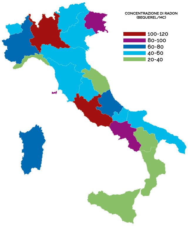 concentrazione gas radon italia